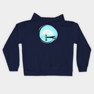 Zen boater in the open sea Kids Hoodie